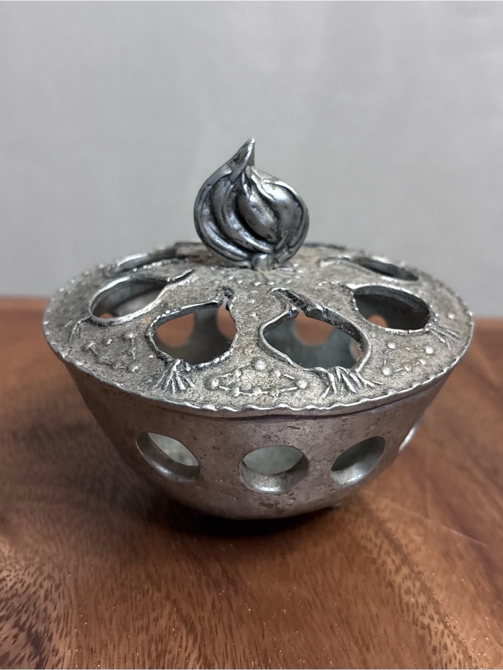 Vintage Silver-Toned Decorative Incense Burner